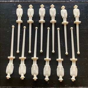 Jack Daniels white/cream Drink Stirrers.  Set of 12.